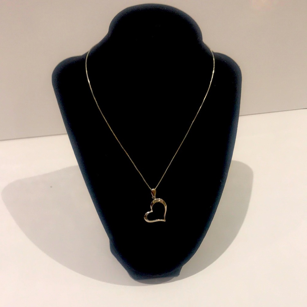 Vintage Silver necklace marked 925 TL heart pendant and chain marked 925 Italy
